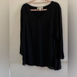 Black Michael Kors Mixed Media Blouse